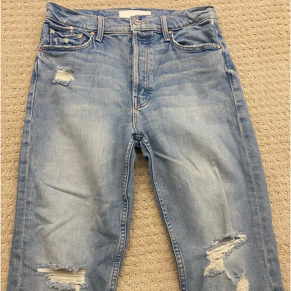Mother Superior The Tomcat Distressed Straight Leg Jeans In The Confession 29.
